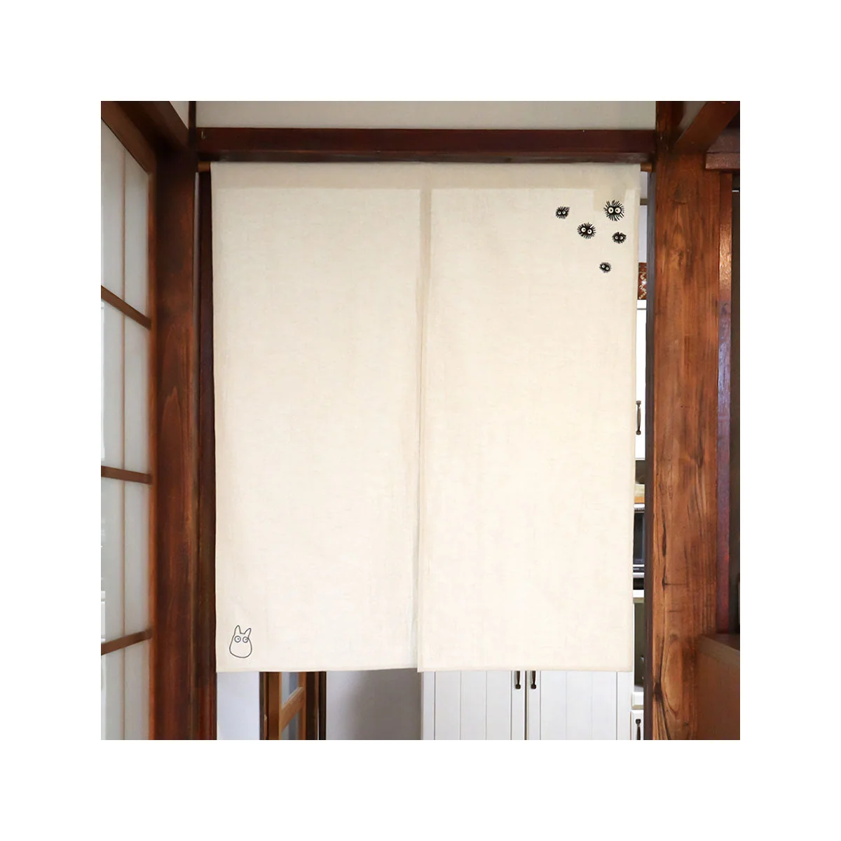 Ghibli My Neighbor Totoro Embroidered Curtain Kurosuke: Ivory - Image 5